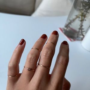 Catbird 2 14k rose gold midi mignon hammered rings